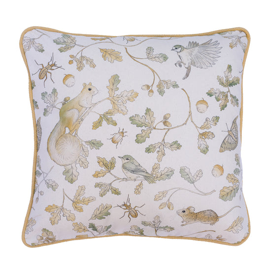 Wild Oak Pattern Gold Edged Cushion Cover